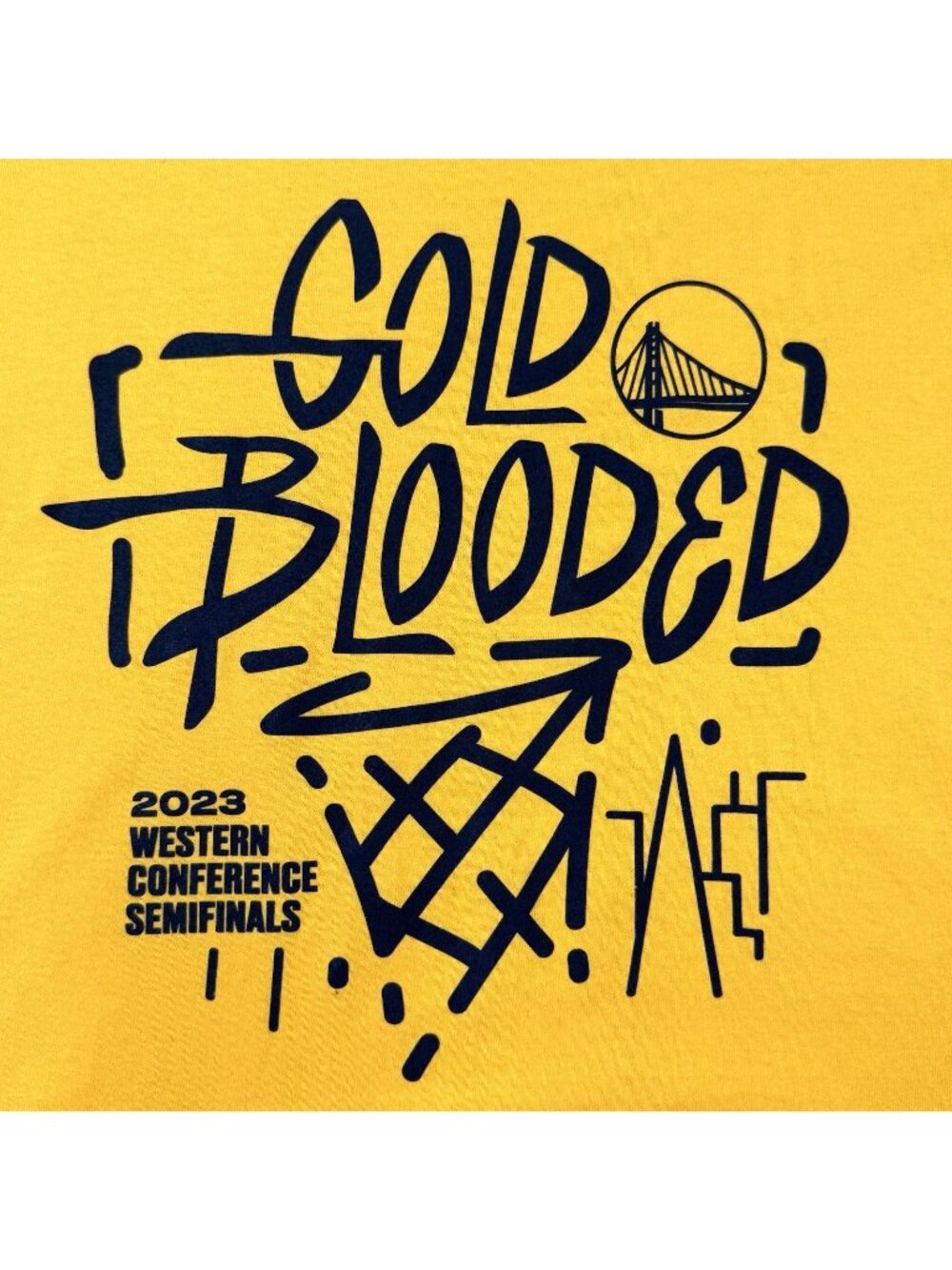 Golden State Warriors Crew Neck T Shirt size XL Gold Blooded 2022 Finals Yellow